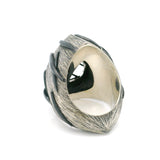A+ Clarity Tourmalated Quartz Ring - Flat Cabochon Bezel Set in Brushed Silver Charcoal X Designs - Hair