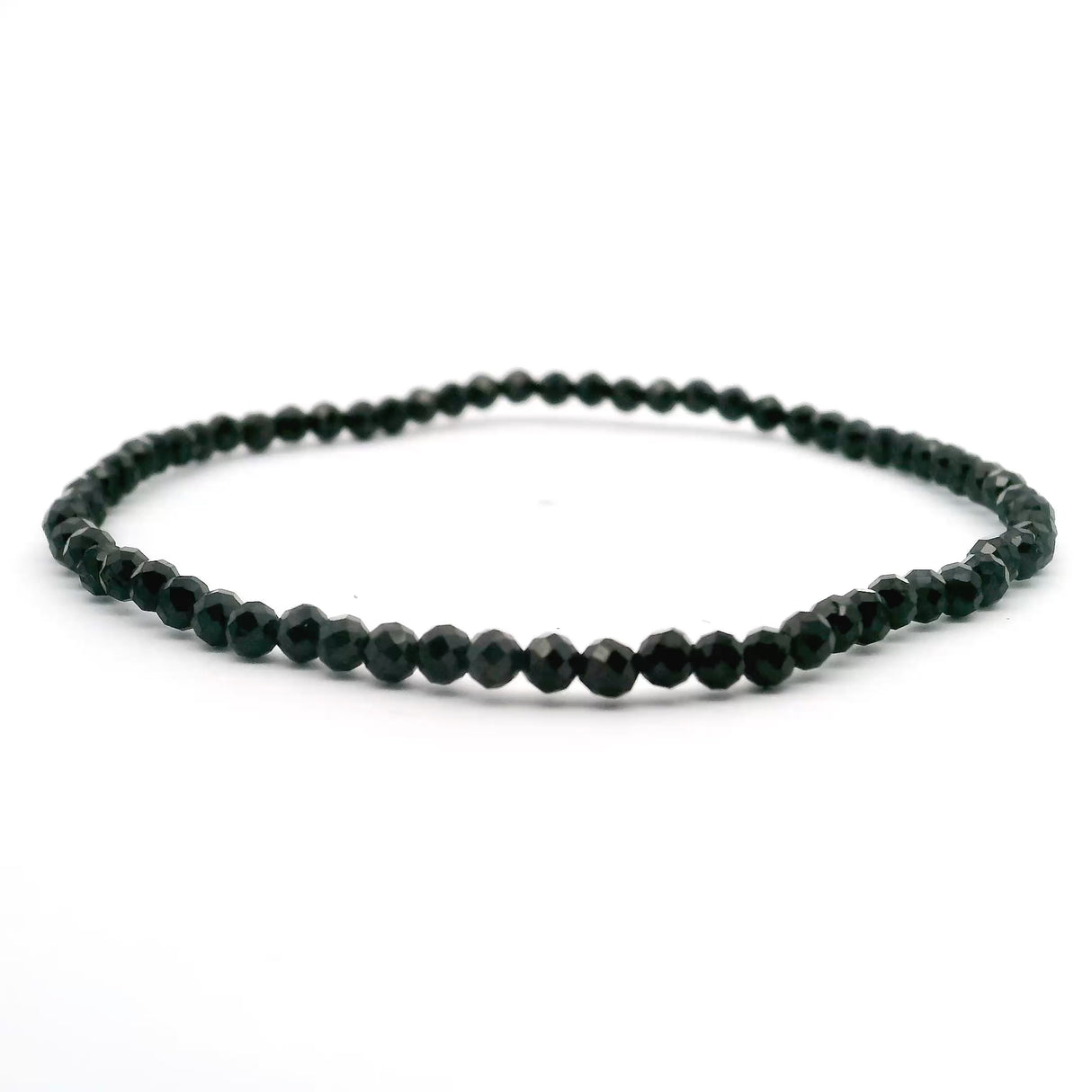 Black Spinel Beaded Bracelet 3mm Faceted Rounds