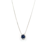 Faceted 5mm Round Blue Sapphire Prong Set Necklace on 18" Box Chain with Rhodium Plated