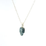 Raw Blue Sapphire Freeform Necklace with Drilled Bail in 925 Sterling Silver