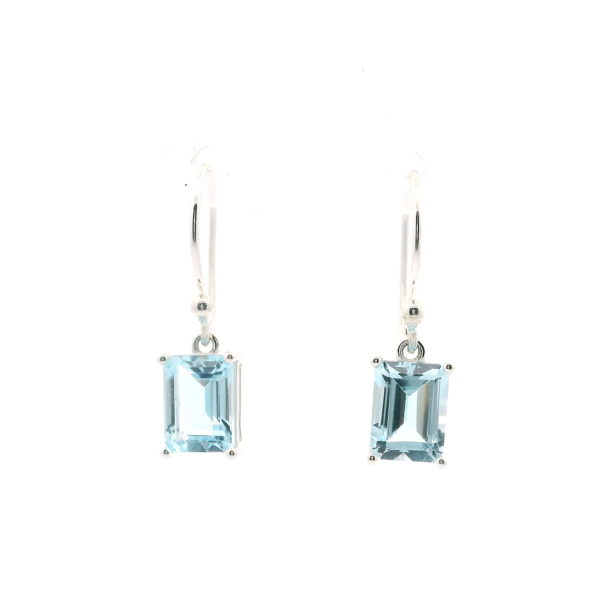 Faceted Blue Topaz Dangle Earrings - Rectangle