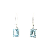 Faceted Blue Topaz Dangle Earrings - Rectangle