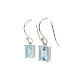 Faceted Blue Topaz Dangle Earrings - Rectangle
