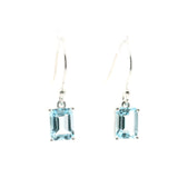 Faceted Blue Topaz Dangle Earrings - Rectangle