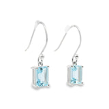 Faceted Blue Topaz Dangle Earrings - Rectangle