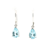 Faceted Blue Topaz Dangle Earrings - Pear