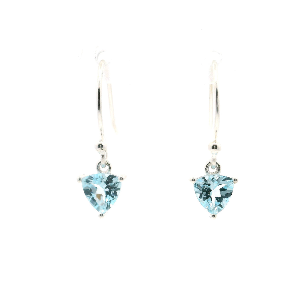 Faceted Blue Topaz Dangle Earrings - Triangle