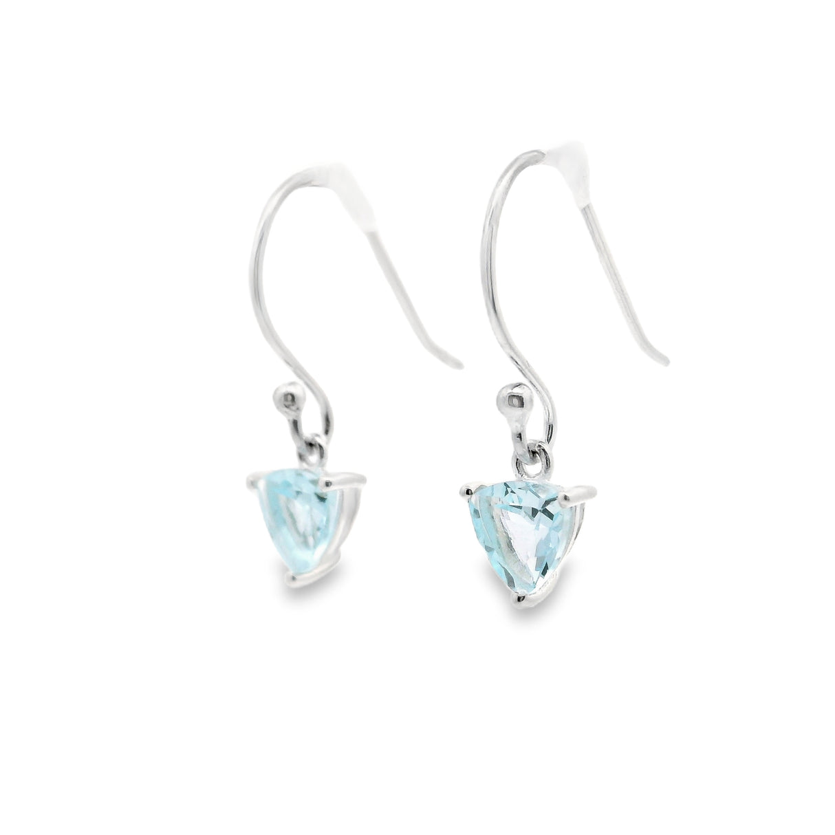 Faceted Blue Topaz Dangle Earrings - Triangle