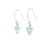 Faceted Blue Topaz Dangle Earrings - Triangle