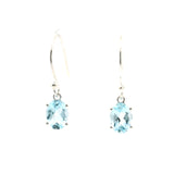 Faceted Blue Topaz Dangle Earrings - Oval
