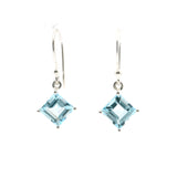 Faceted Blue Topaz Dangle Earrings - Square