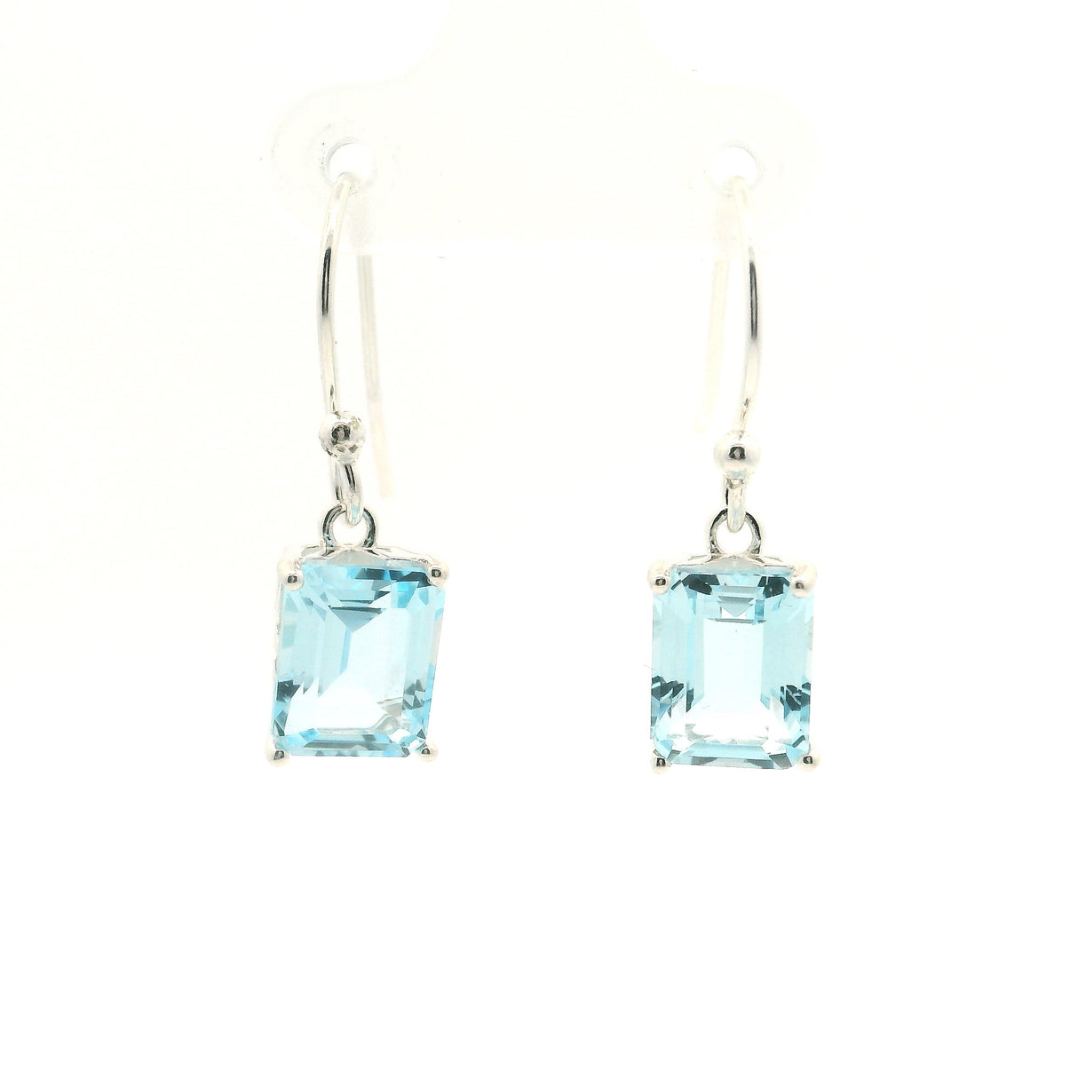 Faceted Blue Topaz Dangle Earrings - Rectangle