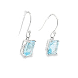 Faceted Blue Topaz Dangle Earrings - Rectangle