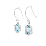 Faceted Blue Topaz Dangle Earrings - Oval