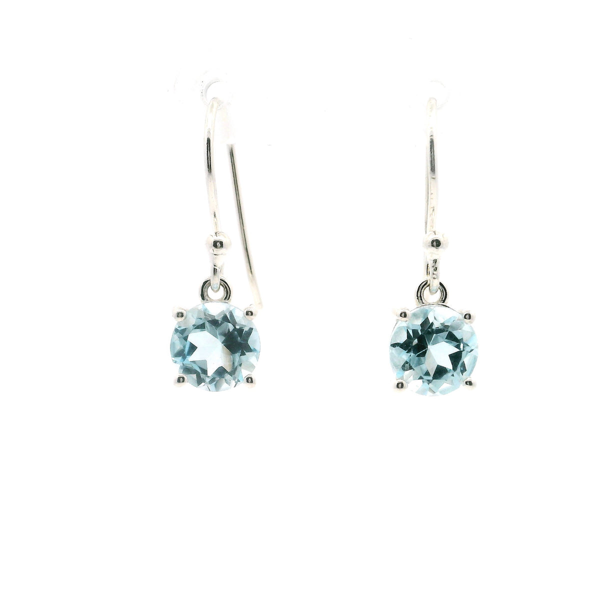 Faceted Blue Topaz Dangle Earrings - Round