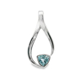 Faceted Blue Topaz Trillion Pendant in Ribbon Setting with Included Bail in 925 Sterling Silver