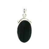 Black Tourmaline Rough Oval Pendant Bezel Set in 925 Sterling Silver