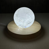 Large Wooden Light Base -  Round with White Light & USB plug