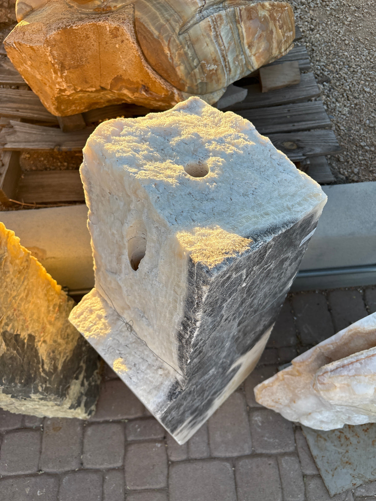 Cosmic Zebra Onyx Fountain - Angular Top With 2 Holes