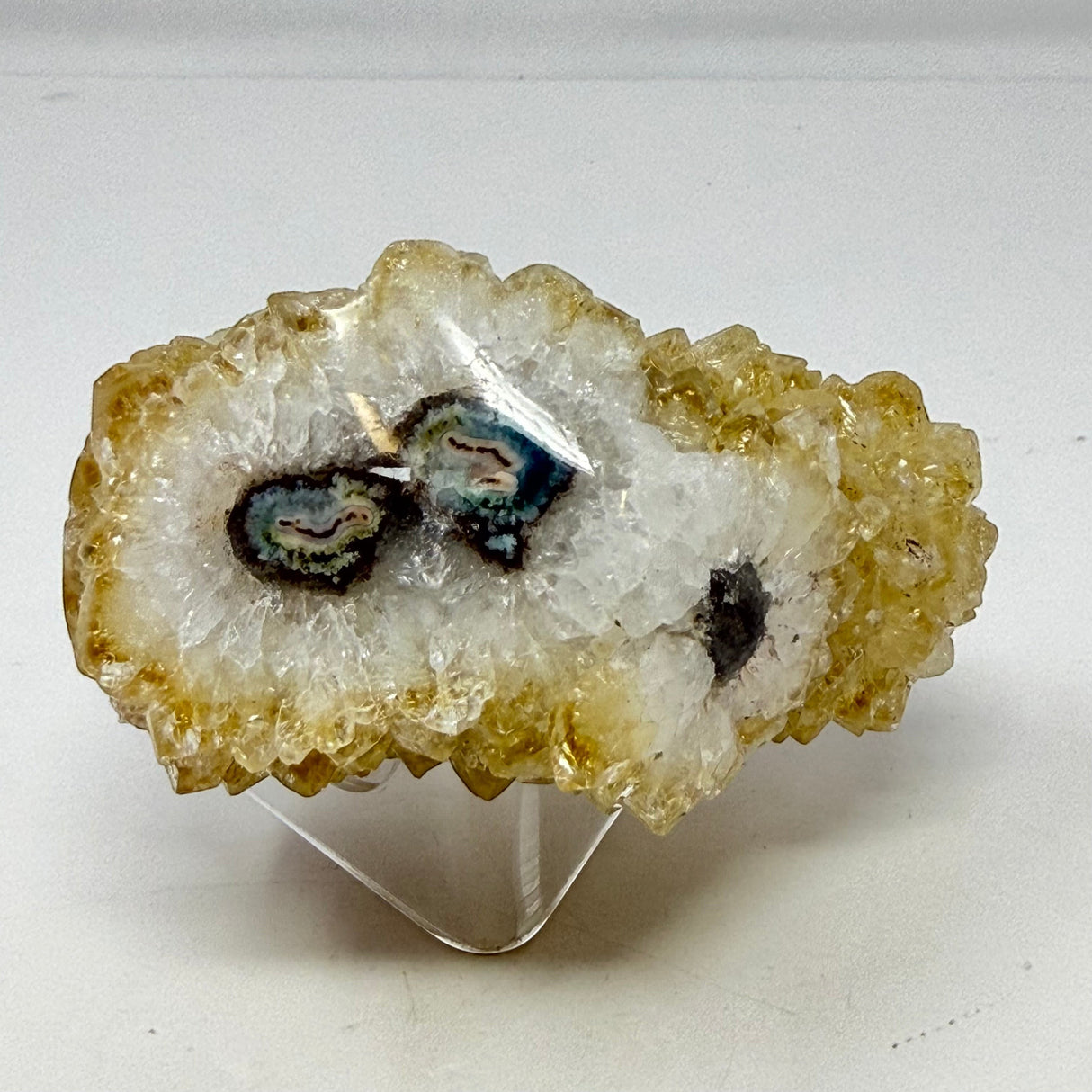 Polished Natural Citrine Crystal Stalactite Knobs on Lucite Stand