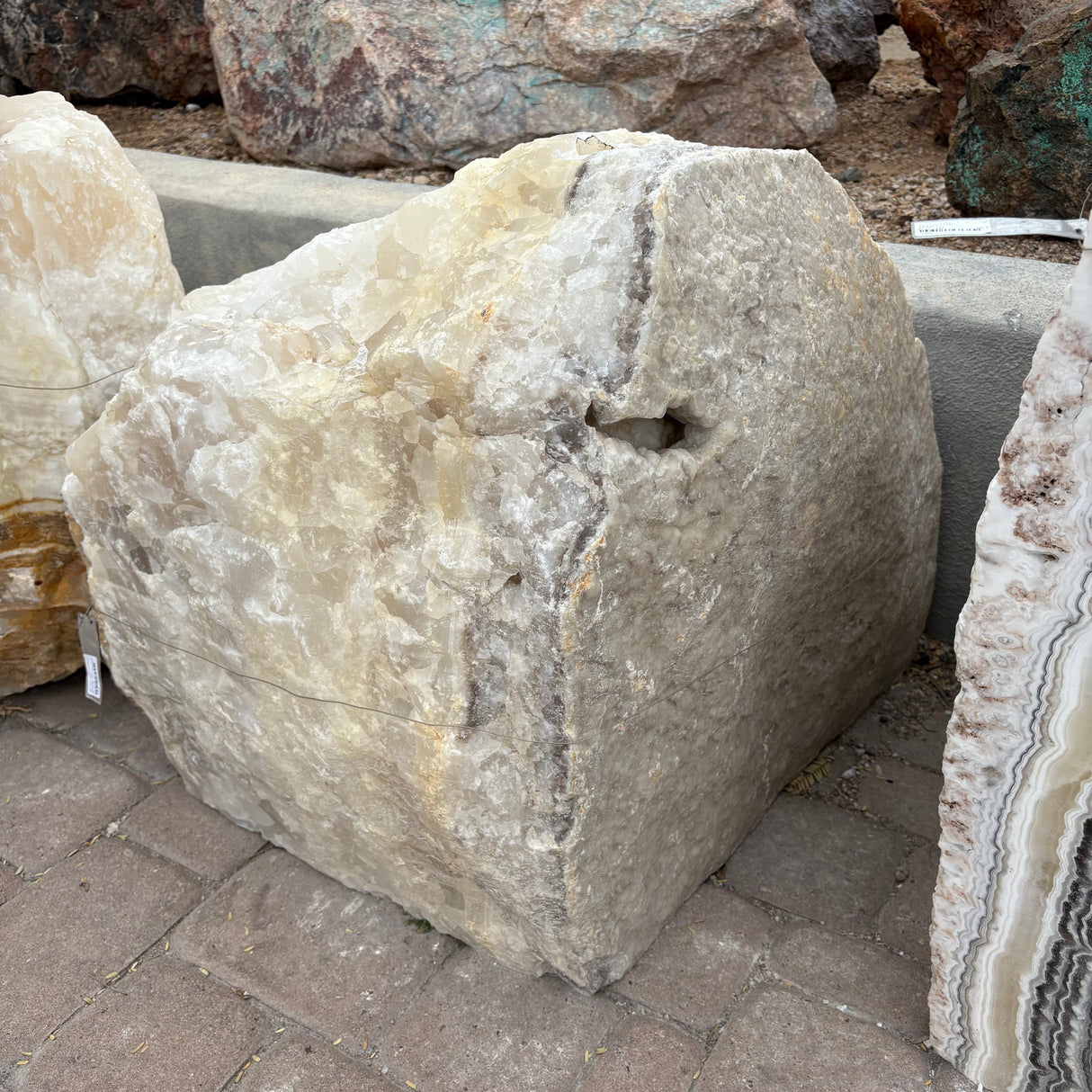 Iced Gray Onyx Fountain - Rough Boulder