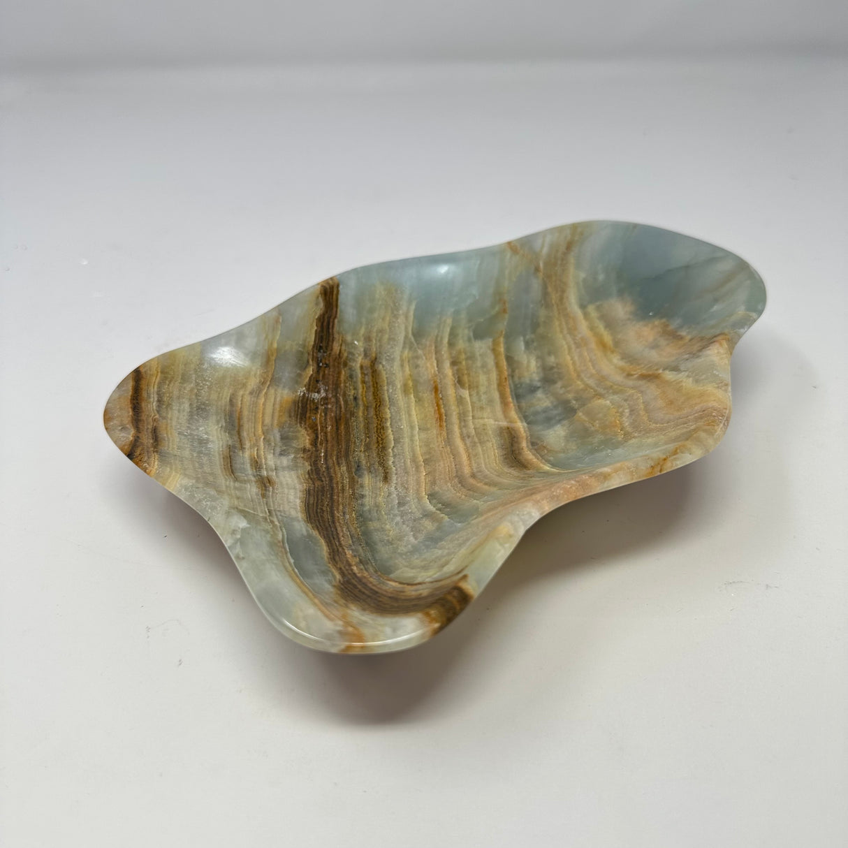 Blue Calcite Banded Freeform Dish
