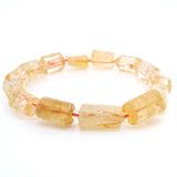 Citrine Rectangle Beaded Bracelet with Czech Glass Spacers