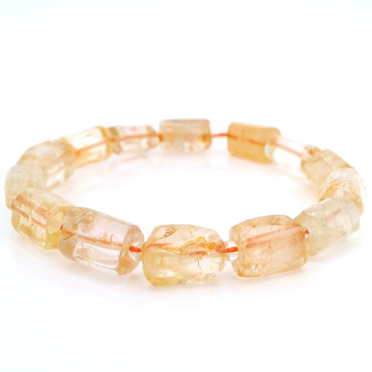 Citrine Rectangle Beaded Bracelet with Czech Glass Spacers
