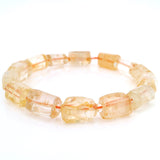 Citrine Rectangle Beaded Bracelet with Czech Glass Spacers
