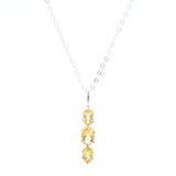 Collier grenat facetté - 3 ovales facettés sertis sur argent sterling 925 avec chaîne de 45 cm