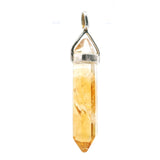 Pendentif double pointe citrine serti dans une lunette lanterne ouverte en argent sterling 925