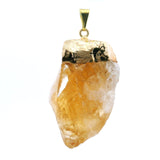 Citrine Single Point Pendant with Plated Gold Cap