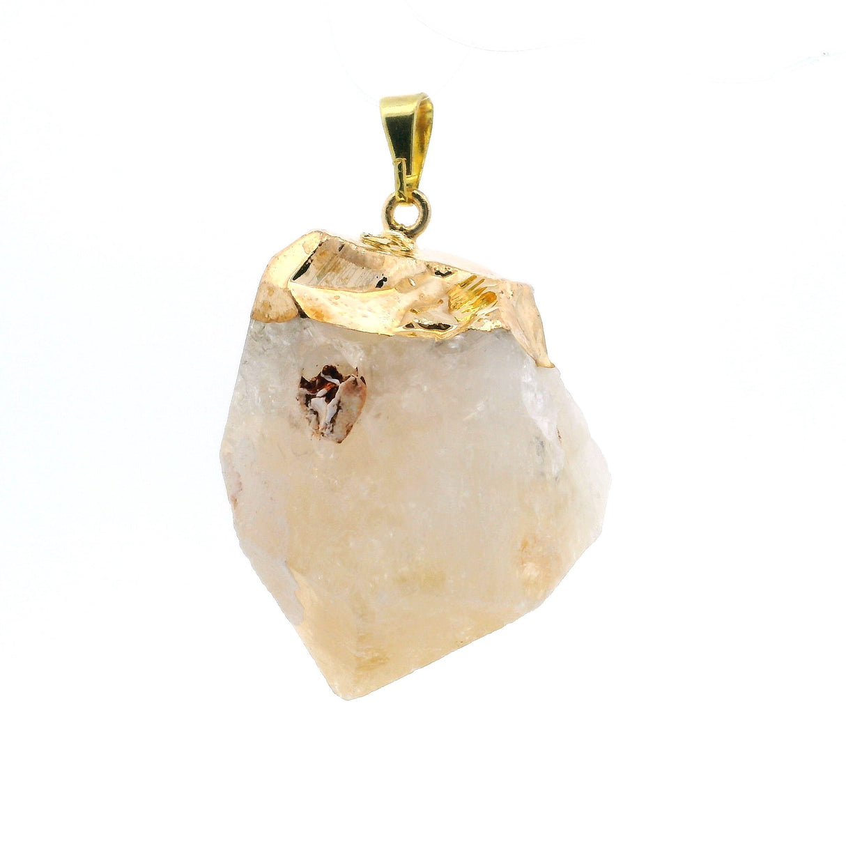 Citrine Single Point Pendant with Plated Gold Cap