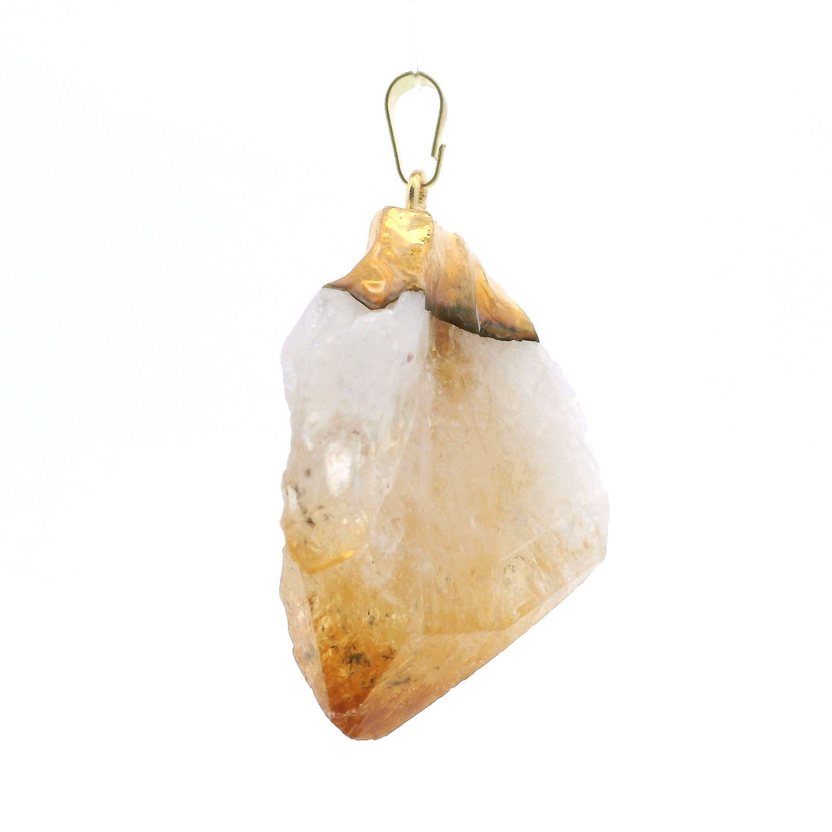 Citrine Single Point Pendant with Plated Gold Cap