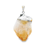 Citrine Single Point Silver Plated Pendant