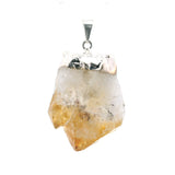 Citrine Single Point Silver Plated Pendant