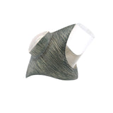 Coin Pearl Ring - Bezel Set in Oxidized 925 Sterling Silver Pointed Band with Points North South - Moon -