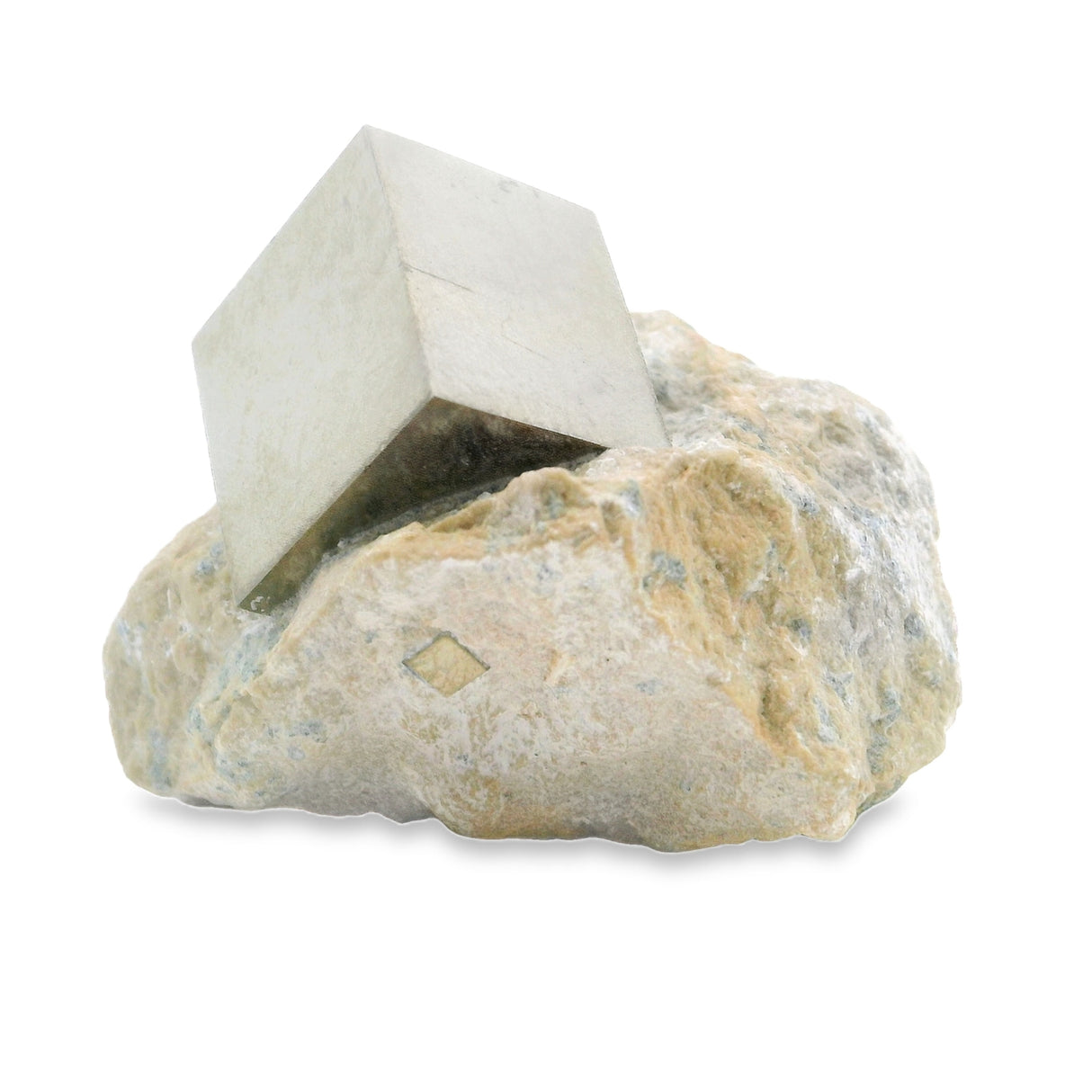 Pyrite cubique, grappe unique dans la matrice