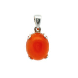 Carnelian Oval Cabochon Pendant Double Prong Set in 925 Sterling Silver