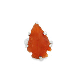 Carnelian Ring Carved Arrowhead Prong Set On Hammered Band Szadj