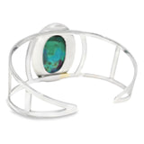 Ladder Cuff Flat Design with Bezel Set Chrysocolla Malachite Oval