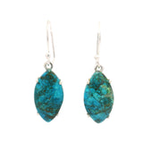 Chrysocolla Malachite Prong Set Flat Cabochon Dangle Earrings