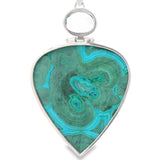 Captivating Chrysocolla Malachite Reverse Pear Pendant - Hinged with Faceted Blue Topaz Oval