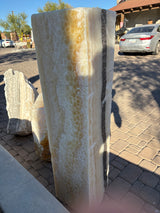 Yellow Zebra Onyx Pillar Fountain - 4 Cuts With Pina Pattern