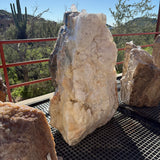 Ice Onyx & Gray Layer Boulder Fountain - 1 Cut With 2 Holes & Druze Exterior