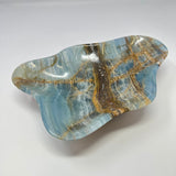 Blue Calcite Banded Freeform Dish with Deep Hues