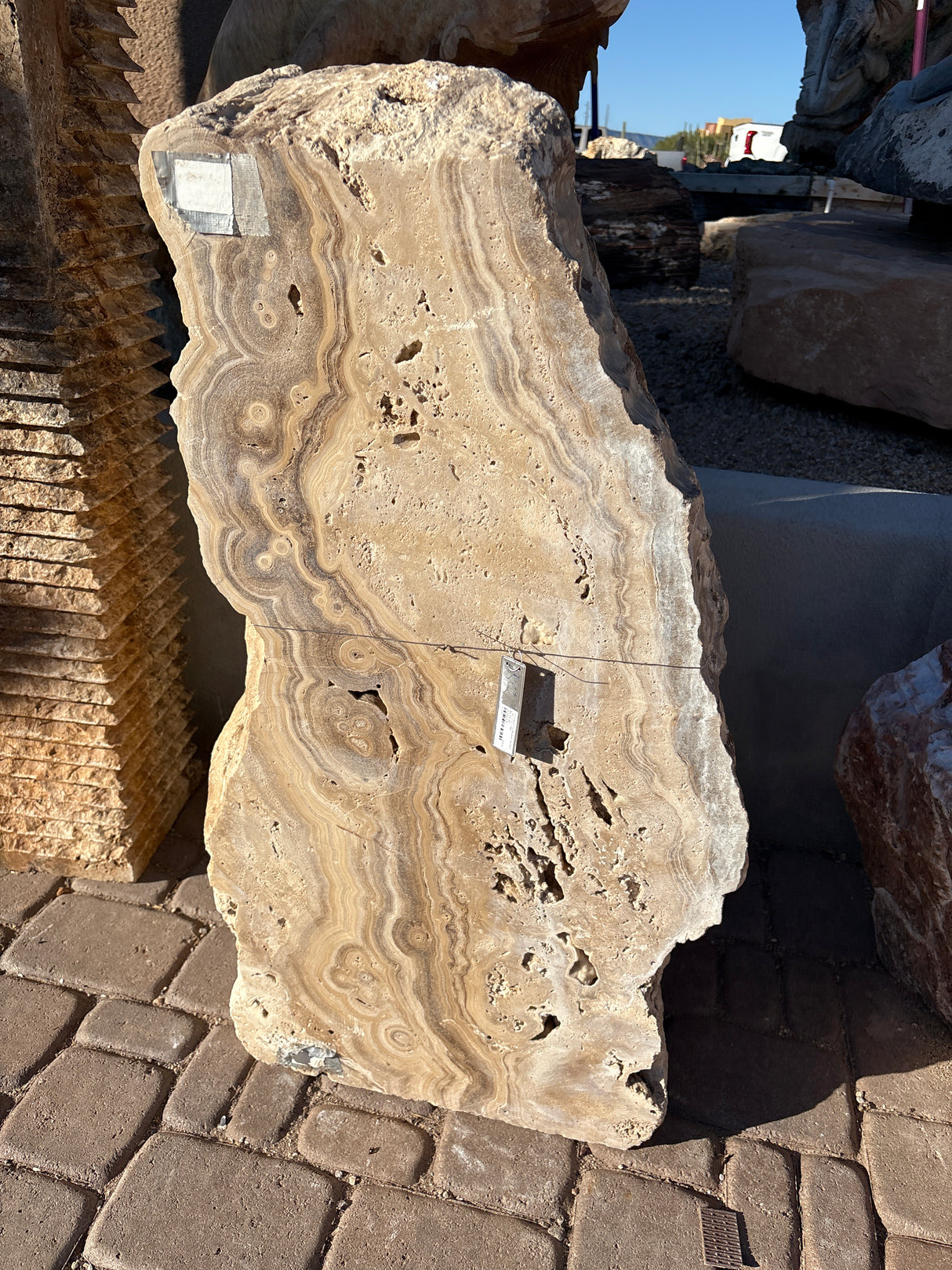 Chocolate Onyx Boulder Fountain ***NO Basin - Single Cut Side