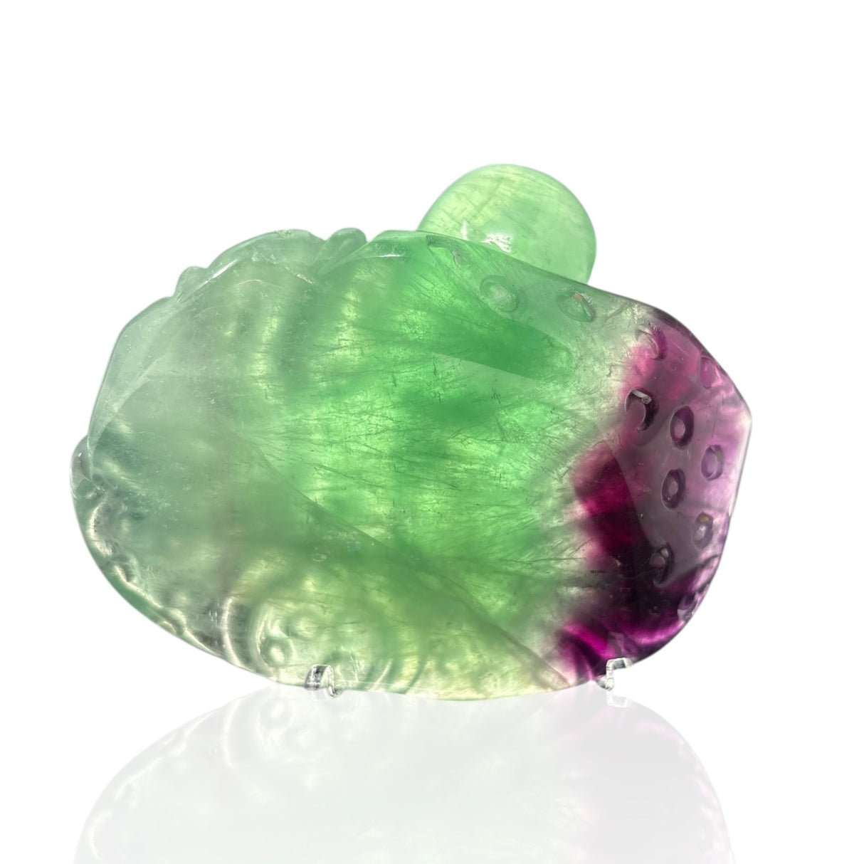 A+ Rainbow Fluorite Octopus Carving on Lucite Easel