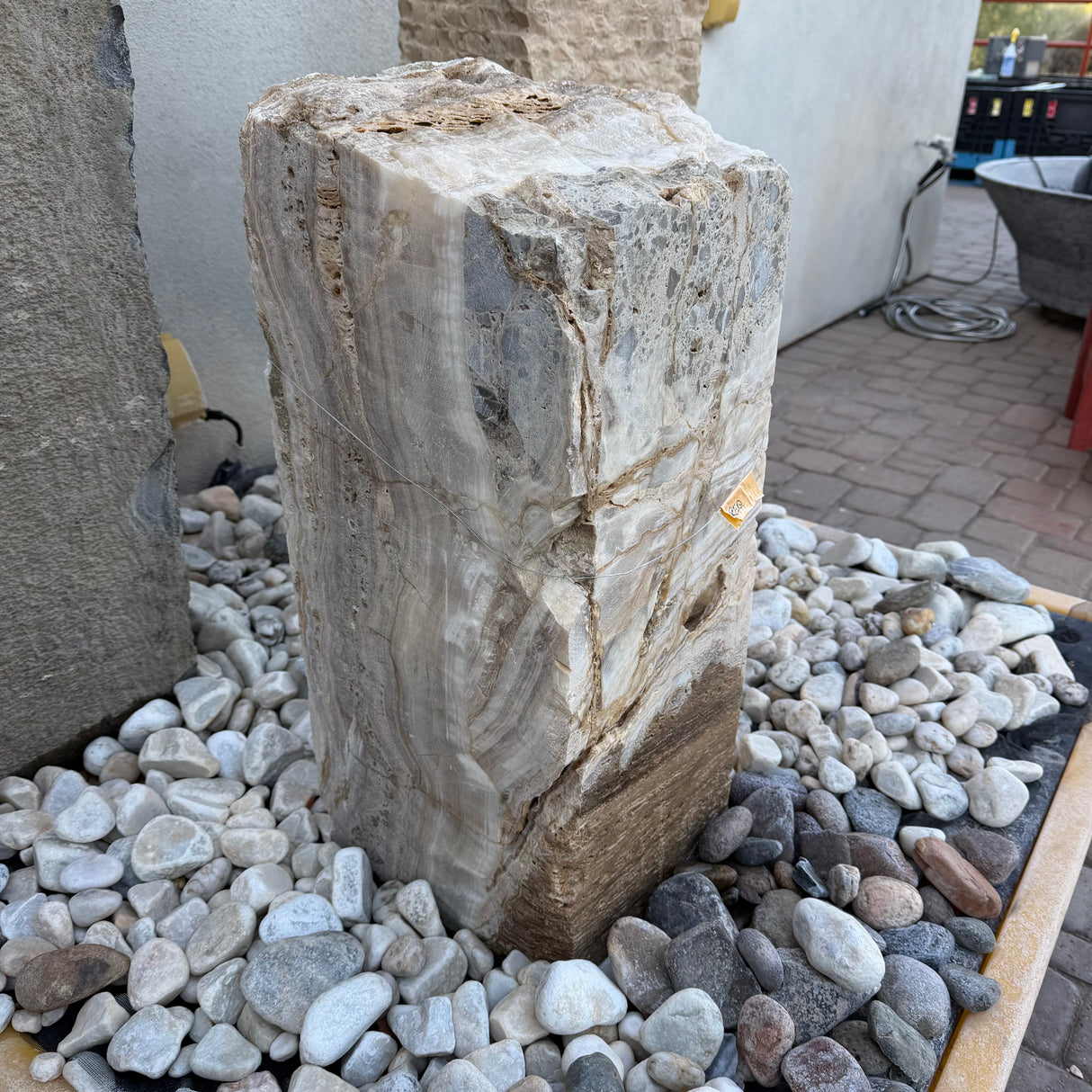 Gray Amber Onyx Block Fountain ***NO Basin