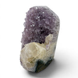 Rose de France Faceted Crystal Plaque with Calcite Crystal Feature - Cut Base